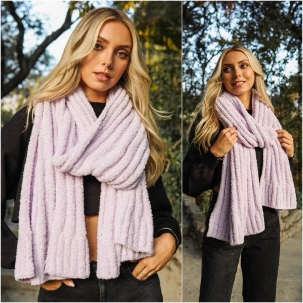 Lavender extra large long women’s ultra soft Berber feel winter scarf - Picture 2 of 2